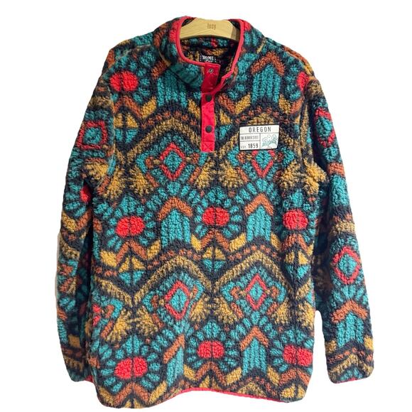 Home Free Other - Home Free Men Large Pull Over Sherpa Jacket Sweater Multicolored Aztec Oregon